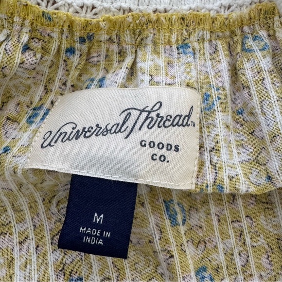 Universal Thread Womens Yellow Floral Sleeveless Crochet Trim Dress Size Medium - Picture 7 of 10